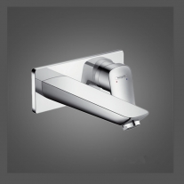 Baterie pentru lavoar Hansgrohe, Logis, cu montaj pe perete, parte vizibila, crom